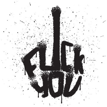 stylized middle finger made of the words “fuck you”